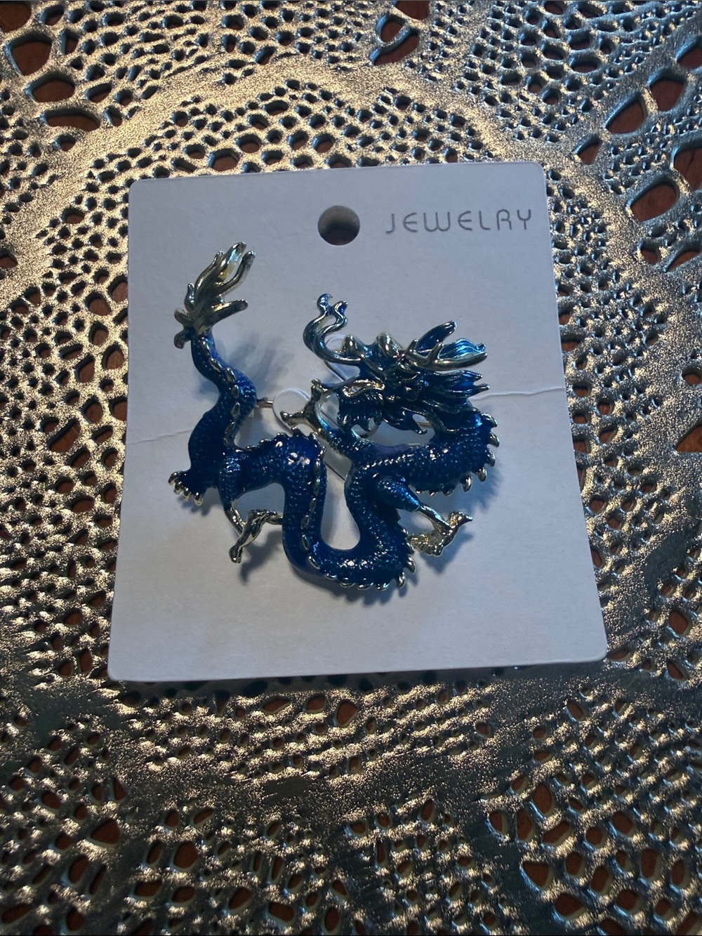 Blue Dragon Brooch Pin